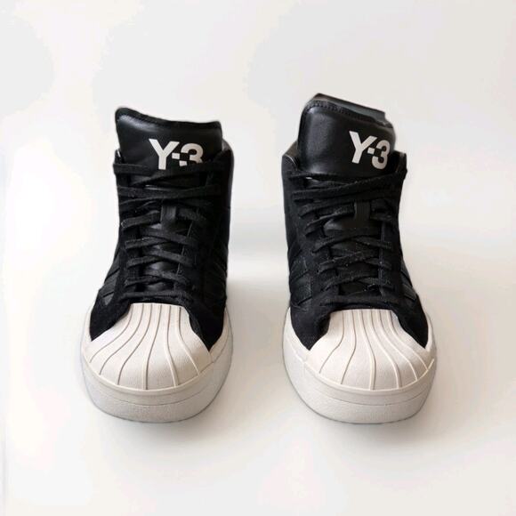 Adidas Y-3 Yohji Pro High Top Sneakers US 5 Black White Leather Shell Toe main image 5